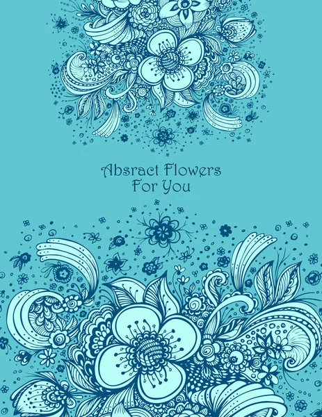 Modelo com belas flores abstratas buquê azul —  Vetores de Stock