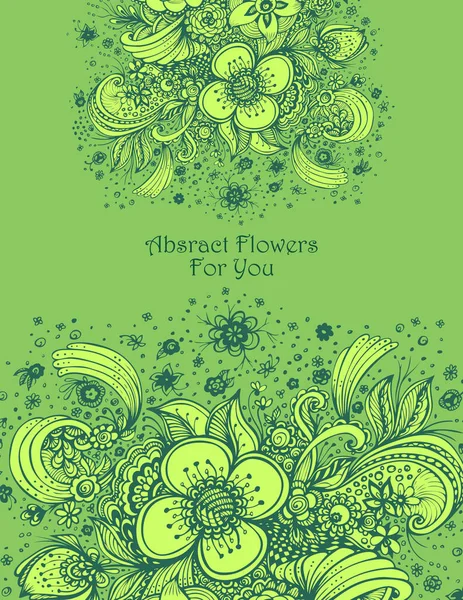 Sjabloon met mooie abstracte bloemen boeket in groen — Stockvector
