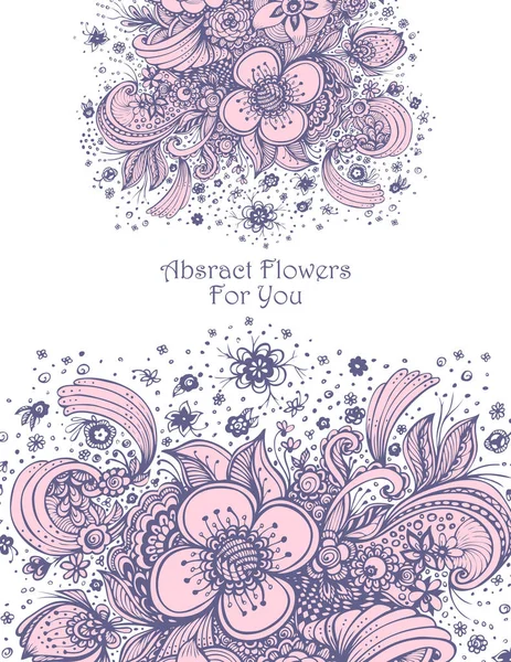 Vorlage mit schönen abstrakten Blumen Strauß rosa grau auf weiß — Stockvektor
