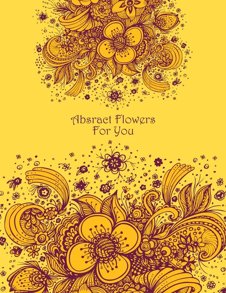 Sjabloon met mooie abstracte bloemen boeket in oranje — Stockvector
