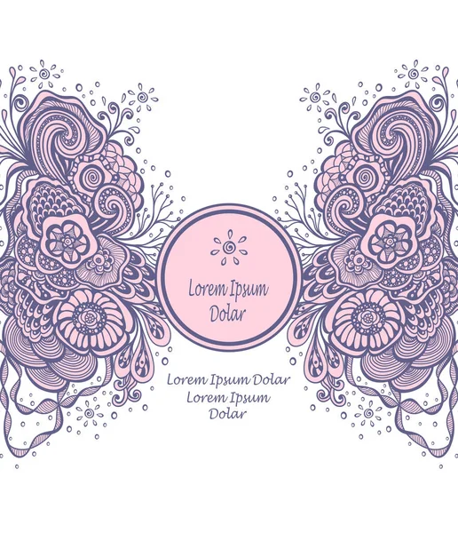 Template with Beautiful abstract marine flowers bouquet in pink grey on white — Stock Vector