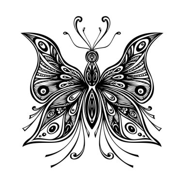 Zentangle dantel kelebek dövme veya sayfa boyama