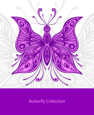 Zentangle dantel kelebek leylak beyaz pembe şablonuyla