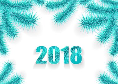 Noel ve yeni yıl arka plan ağaç dalı mavi beyaz ile