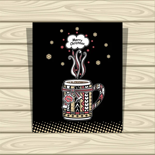 Vorlage Flyer Speisekarte Heißgetränke Tee oder Kaffee in beige rot auf schwarz — Stockvektor