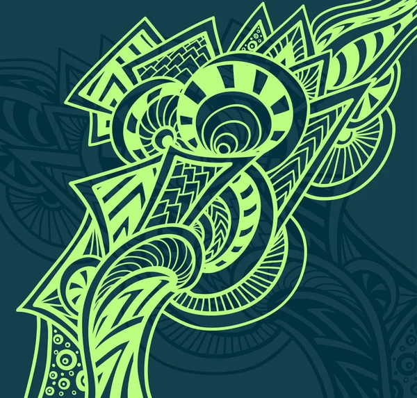 Абстрактный Декоративный Элемент Стиле Zentangle Zendoodle Зеленый Темном Оформления Упаковки — стоковый вектор