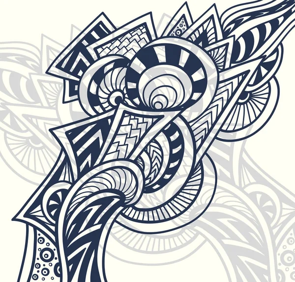 Abstraktes Dekoratives Element Zenteck Oder Zendoodle Stil Schwarz Grau Auf — Stockvektor