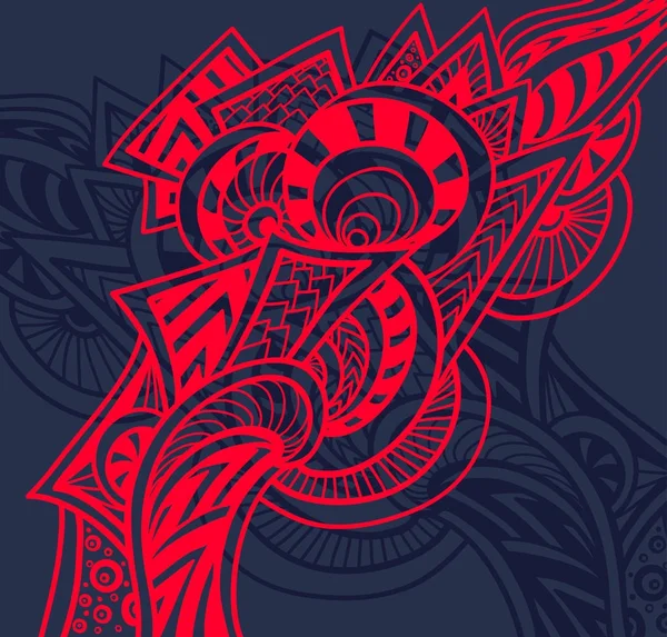 Elemento Decorativo Astratto Stile Zentangle Zendoodle Rosso Scuro Pacchetto Decorazione — Vettoriale Stock