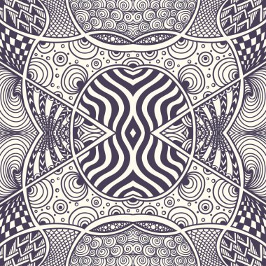 El yapımı Zentangle Zendoodle seamless modeli siyah beyaz boyama sayfası veya yetişkin dinlenmek için boyama kitabı ve dekorasyon paket veya için duvar kağıdı ve diğer şeyler için soyut