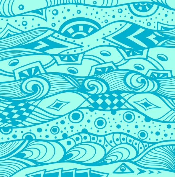 Abstracte Handgemaakte Ethno Zentangle Zendoodle Achtergrond Blauw Voor Decoratie Pakket — Stockvector