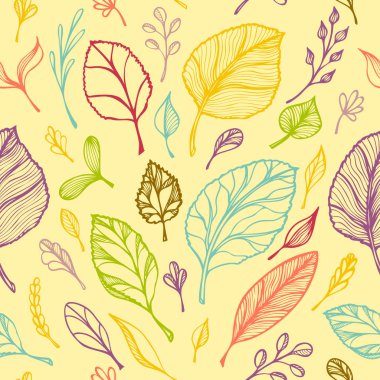 Elinden Dikişsiz desen çizmek yaprakları renkli yapısını sarı hat sanatında tasarım afiş afiş veya dekorasyon paket çay veya kozmetik ve Parfümler veya botanik Tema Tasarım