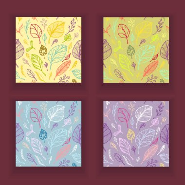Elinden seamless modeli pastel renklerle Hat sanatı tasarım afiş afiş veya dekorasyon paket çay veya kozmetik ve Parfümler veya botanik Tema tasarım yapısı yaprak çizmek