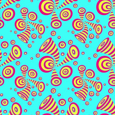 Doodle soyut deformasyon daireler Memphis ile Seamless Modeli stil sarı kırmızı mavi tasarım paketi duvar kağıdı için veya yaratıcı dekorasyon için başka şeyler