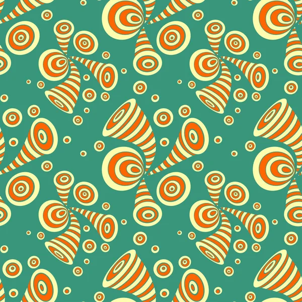 Seamless Pattern Doodle Abstract Deformation Circles Memphis Style Yellow Orange — Stock Vector