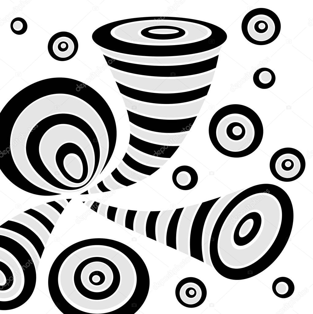 Background with doodle abstract deformation circles in Memphis style black on white for design package wallpaper or for creative decoration other things