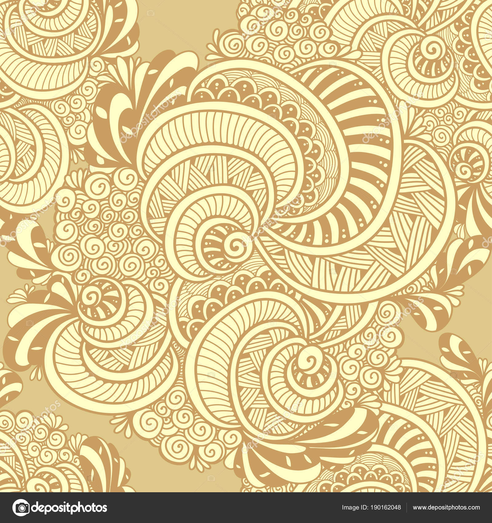 Abstract Zen Tangle Zen Doodle Marine Seamless Pattern Shells Beige
