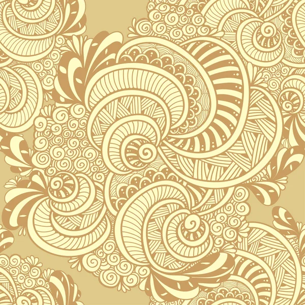 Abstract Zen Tangle Zen Doodle Marine Seamless Pattern Shells Beige — Stock Vector