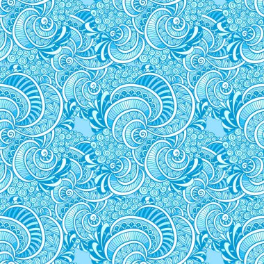 Soyut Zen dolaştırmak Zen doodle kabukları mavi dekorasyon elbise paketi veya baskı ve diğerleri için gelen deniz seamless modeli