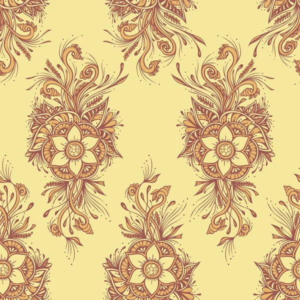 Naadloos Patroon Textuur Met Decoratieve Bloemen Beige Voor Behang Textiel — Stockvector