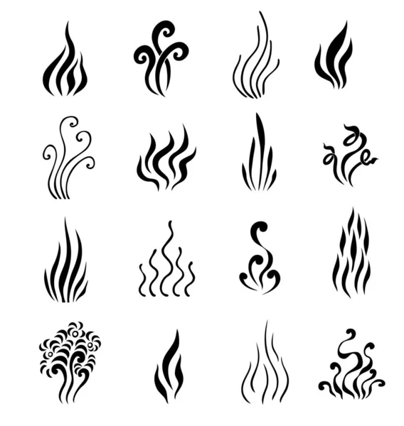 Set Aromas Icons Symbols Vapor Smoking Cooking Smells Line Art — Stock Vector