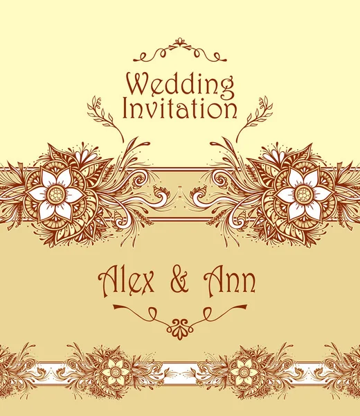 Matrimonio Modello Invito Congratulazioni Con Fiori Astratti Bouquet Bianco Beige — Vettoriale Stock