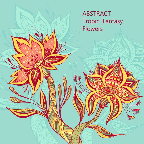 Шаблон Абстракции Танцующие Цветы Полном Цвете Морском Синем Косметического Парфюма — стоковый вектор