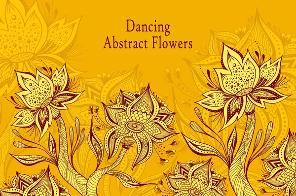 Vorlage Von Abstract Dancing Tropic Fantasy Blumen Orangen Farben Für — Stockvektor