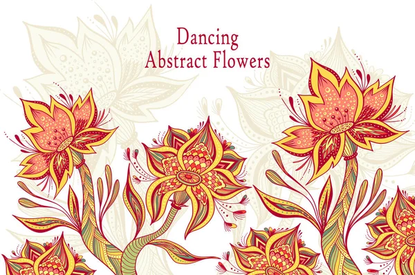 Vorlage Von Abstract Dancing Tropic Fantasy Blüten Vollen Farben Auf — Stockvektor