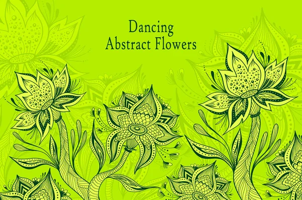 Vorlage Von Abstract Dancing Tropic Fantasy Blumen Grünen Farben Für — Stockvektor