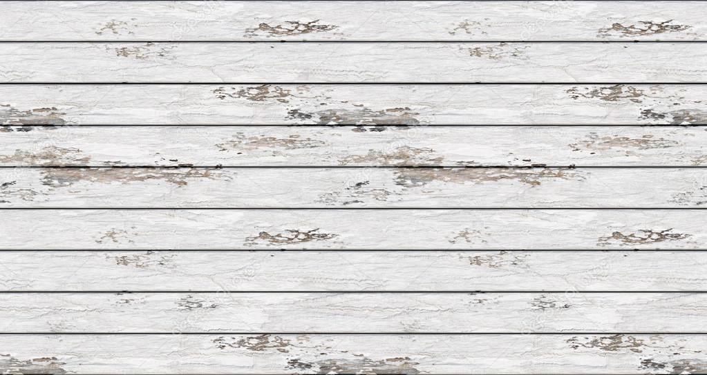 Background of horizontal boards painted with white paint, old fe