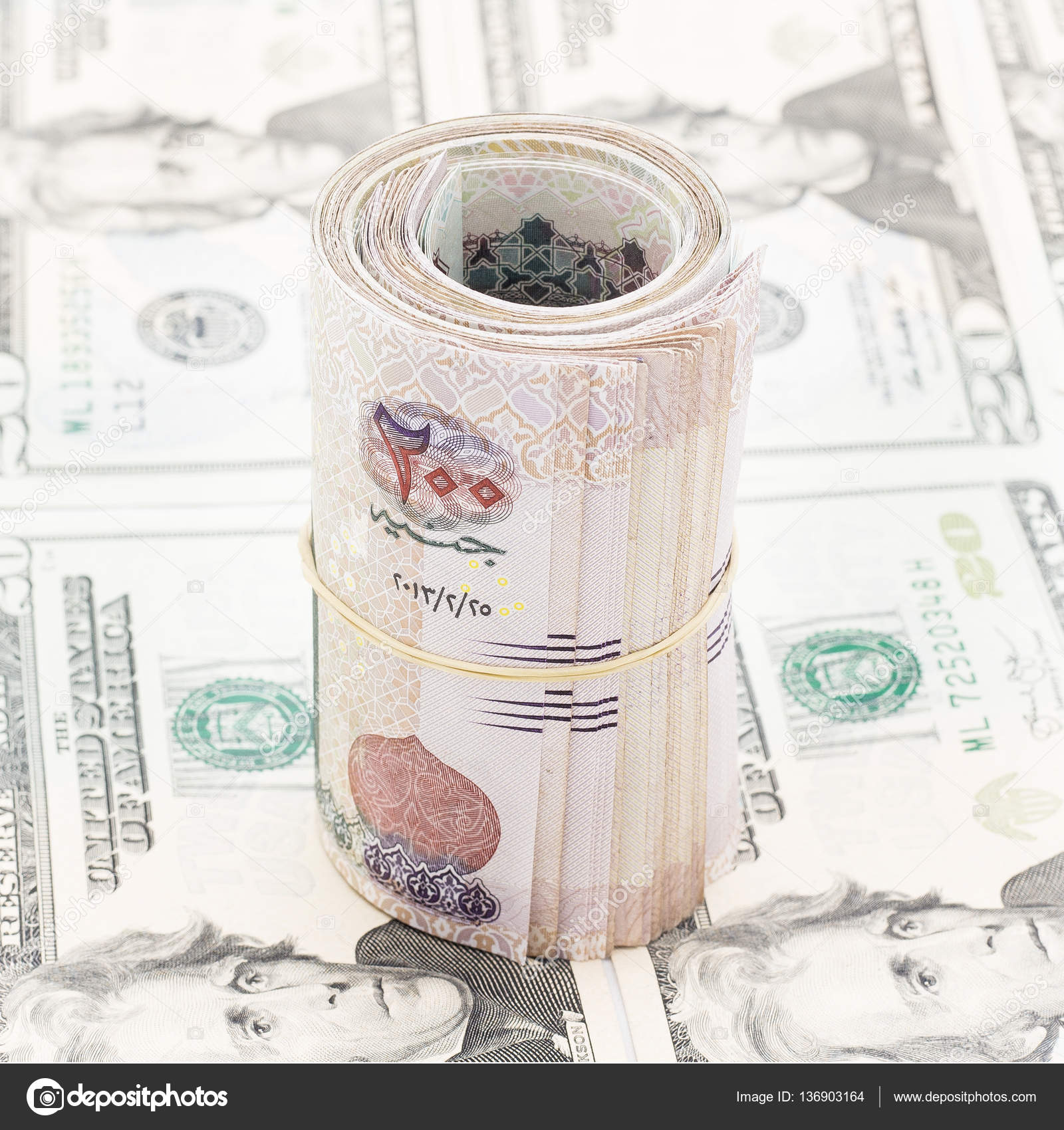 Egyptian Pounds Roll On US Dollars Exchange Market Stock Photo 