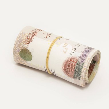 Roll of Egyptian Pounds, Isolated on White Background clipart