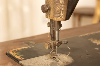 Vintage dikiş makinesi, portre