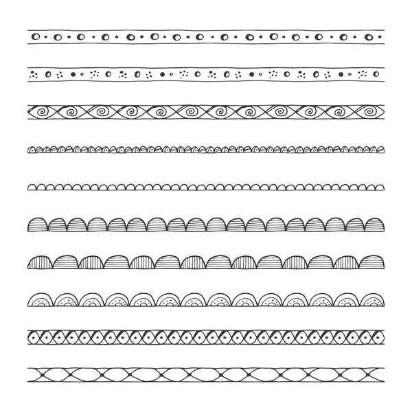 Bordes vectoriales dibujados a mano, elementos de diseño — Archivo Imágenes Vectoriales