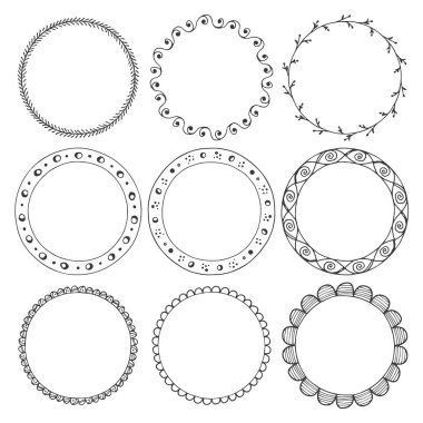 çizilen yuvarlak kare, daire süsler el