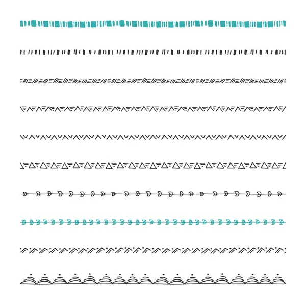 Hand getrokken vector grenzen, designelementen; patroonpenselen opgenomen — Stockvector