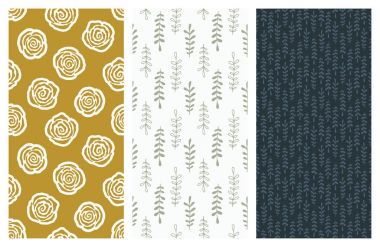 çiçek ve yaprakları ile sorunsuz desenler vektör