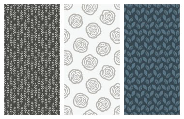 çiçek ve yaprakları ile sorunsuz desenler vektör