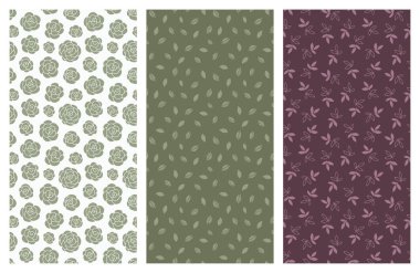 çiçek ve yaprakları ile sorunsuz desenler vektör