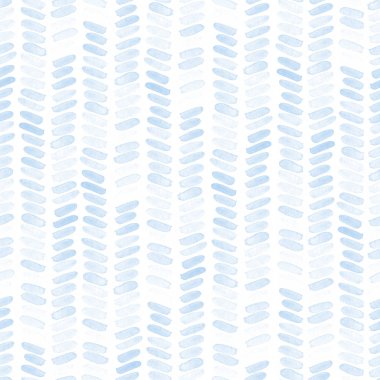 Beyaz arka planda kusursuz mavi suluboya deseni. Çizgili ve çizgili sulu boya deseni.