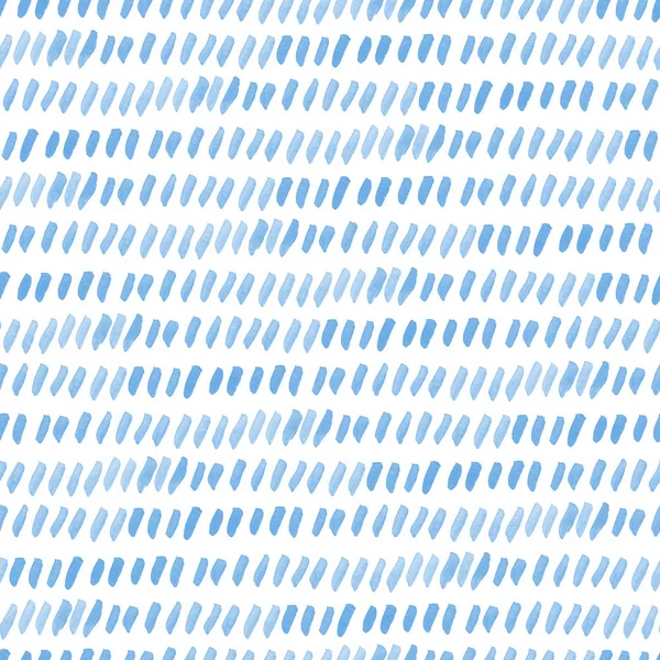 Sömlös blå akvarell mönster på vit bakgrund. Akvarell sömlöst mönster med ränder och linjer. — Stockfoto