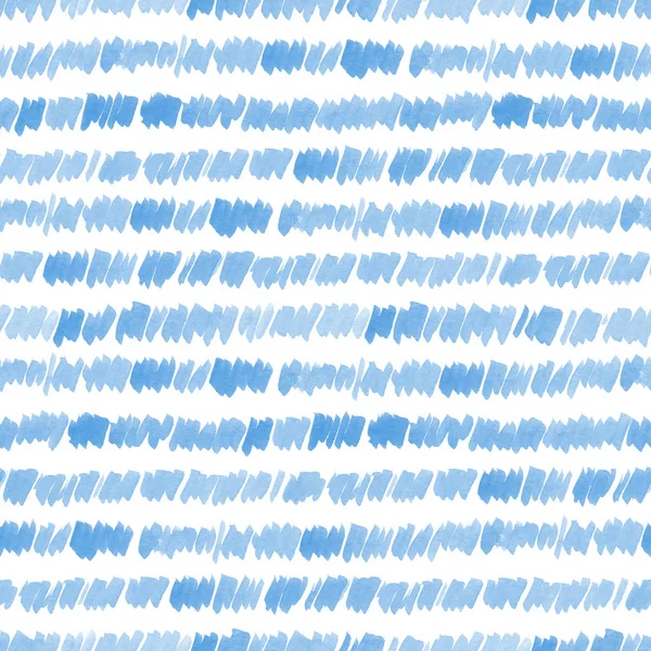 Sömlös blå akvarell mönster på vit bakgrund. Akvarell sömlöst mönster med ränder och linjer. — Stockfoto