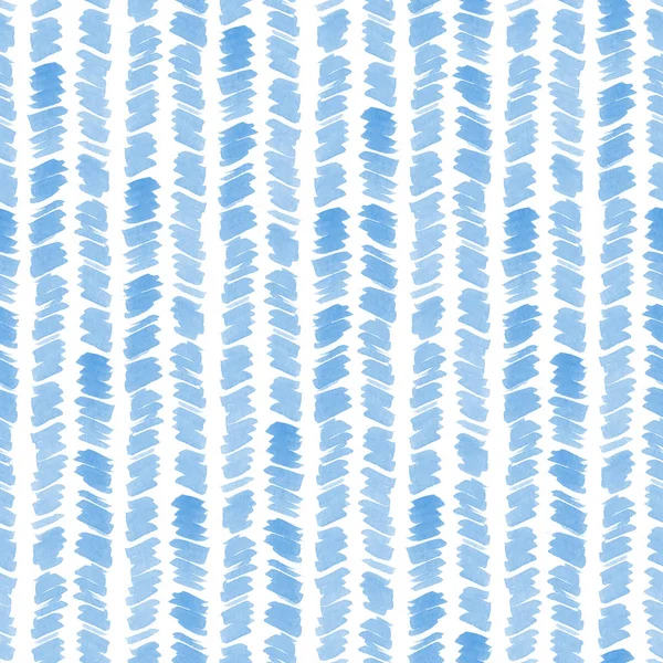 Seamless blue watercolor pattern on white background. Watercolor seamless pattern with stripes and lines. — Stock Photo, Image