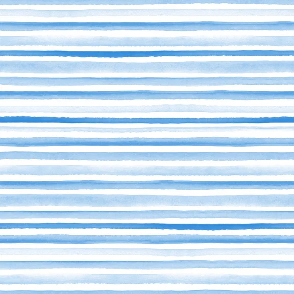 白を基調としたシームレスブルーの水彩柄。ストライプとラインと水彩シームレスパターン. — ストック写真