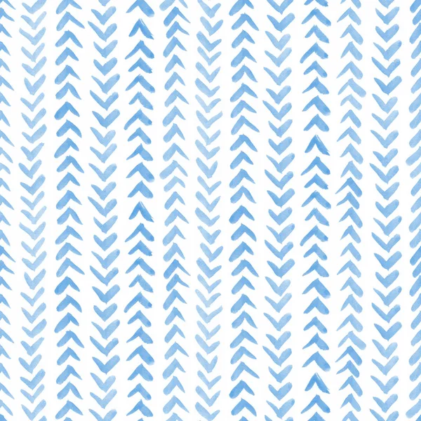 Nahtloses blaues Aquarellmuster auf weißem Hintergrund. Aquarell nahtloses Muster mit Pfeilen. — Stockfoto