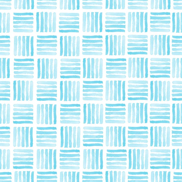 Seamless light blue watercolor pattern on white background. Watercolor seamless pattern with squares. — Stock Photo, Image