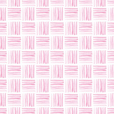Beyaz arka planda pürüzsüz pembe suluboya deseni. Kare ile sulu boya deseni.