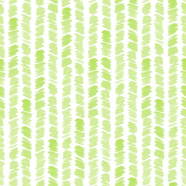 Nahtloses grünes Aquarellmuster auf weißem Hintergrund. Aquarell nahtloses Muster mit Linien und Streifen. — Stockfoto