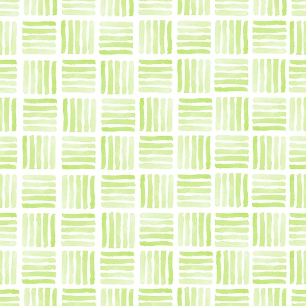 Seamless green watercolor pattern on white background. Watercolor seamless pattern with squares. — Stock Photo, Image