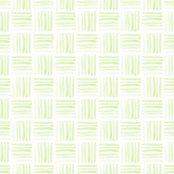 Seamless green watercolor pattern on white background. Watercolor seamless pattern with squares. — Stock Photo, Image